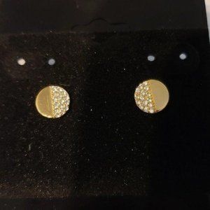 ALEXANDRA MARKS - Gold Circle Half Pave Earrings
